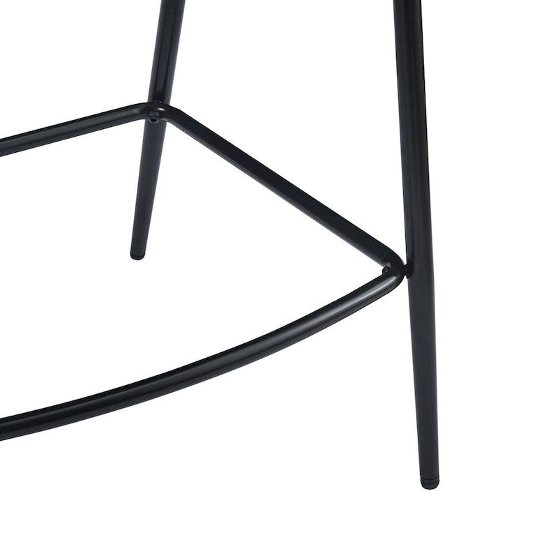 Roomfitters 26 PU Upholstered Counter Stools, Set of 2 Bar Height Chairs with Iron Frame, Backrest, Footrest and Arms, Brown