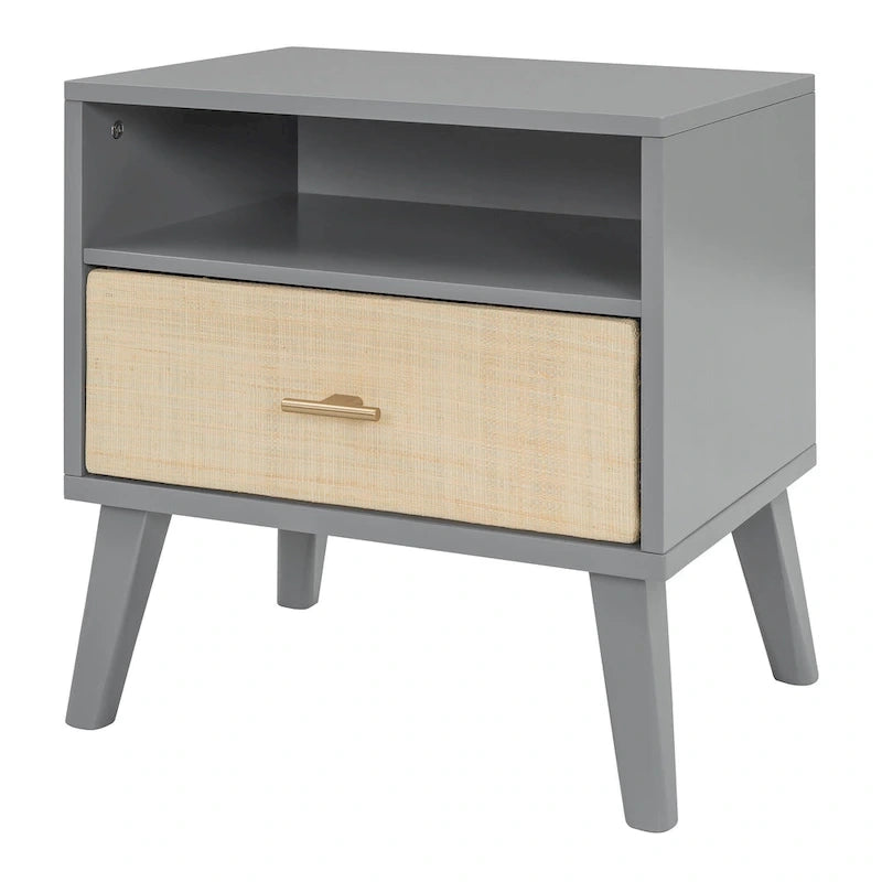 Queen Solid Wood Platform Bed with Nightstands & Headboard Lamps