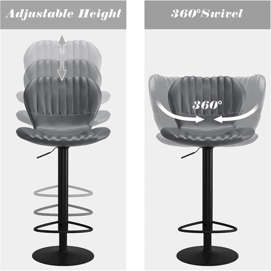 Modern Swivel Bar Chairs Adjustable Bar Stools Set of 4, Counter Height Bar Stools with High Backrest