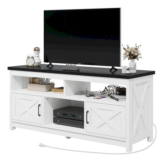 59 Farmhouse Coffee Bar Cabinet Sideboard Buffet with Power Outlets - 58 inches