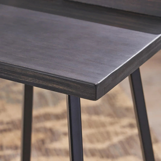 Contemporary Indoor Acacia Wood Bar Stools (Set of 2), Bar Height