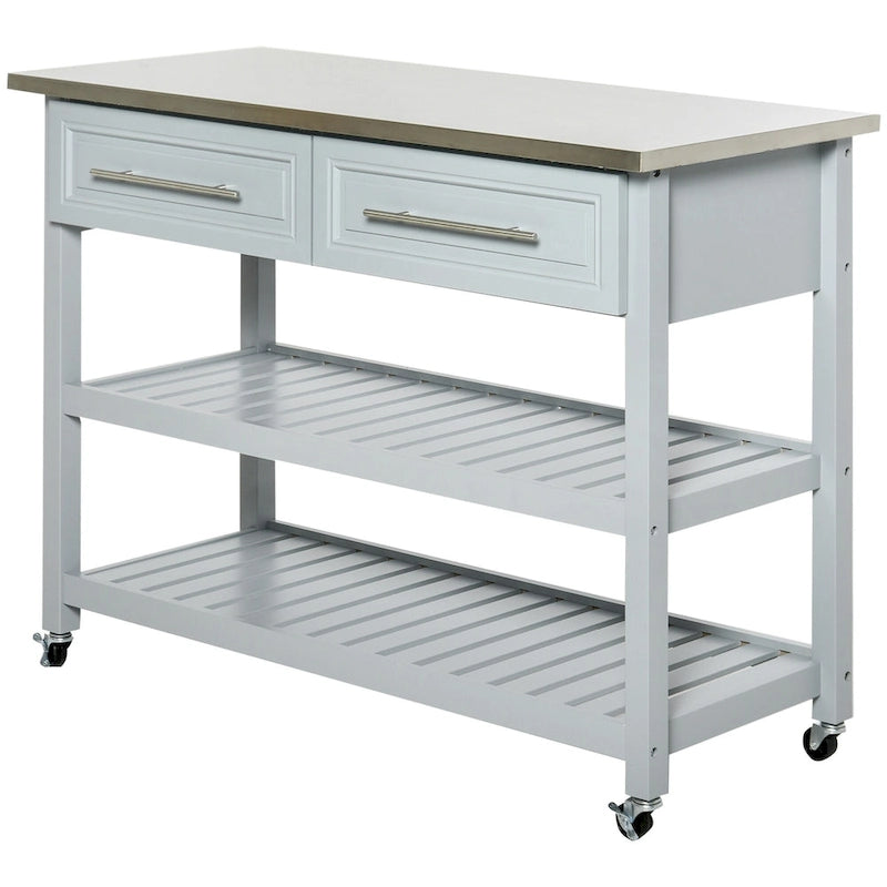 Kitchen Island With Stainless Steel Top(no include stool)
