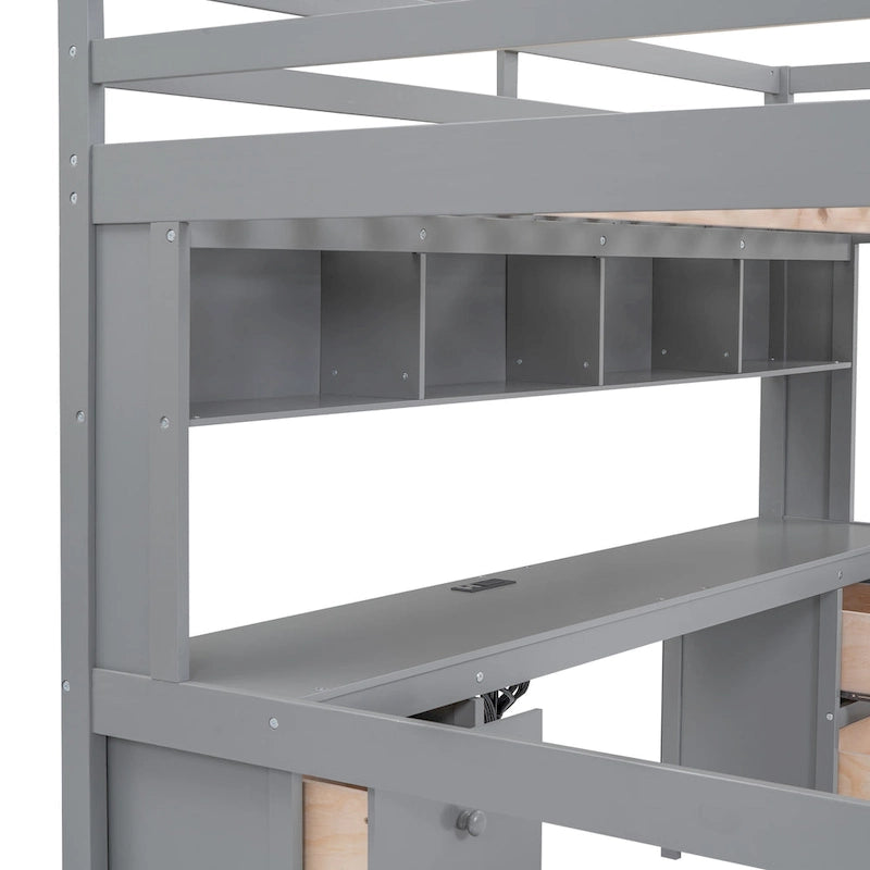 Loft Bed with Desk, Cabinets