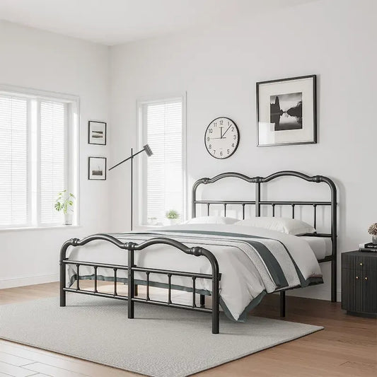 14 In High Heavy Duty Metal Bed Frame with Vintage Style, Supports Up To 2500lbs, Easy Assembly and No Squeak