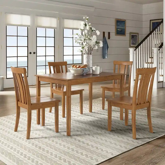 Wilmington II 48-Inch Rectangular Oak Finish 5-Piece Dining Set by iNSPIRE Q Classic