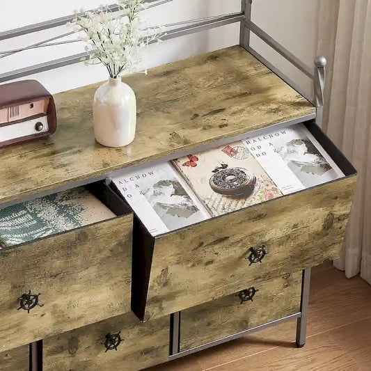 Javlergo Wooden Dresser w/ 5 Drawers Furniture Storage Chest for Bedroom, Living Room