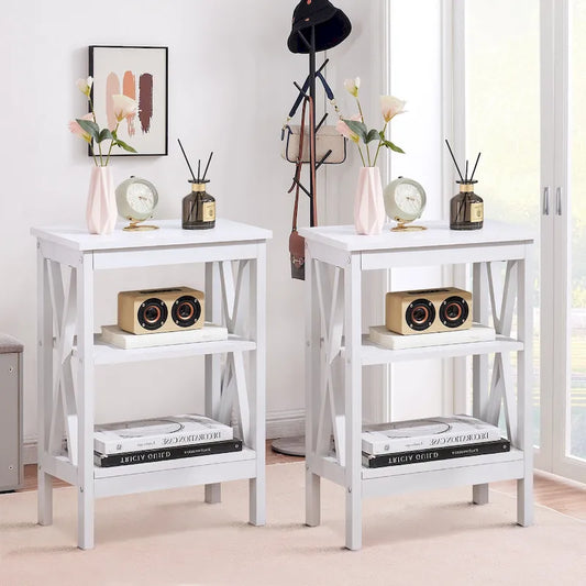 Javlergo Set of 2 Nightstand Bedside Table, Modern Small Side End Table with Open Storage Shelves