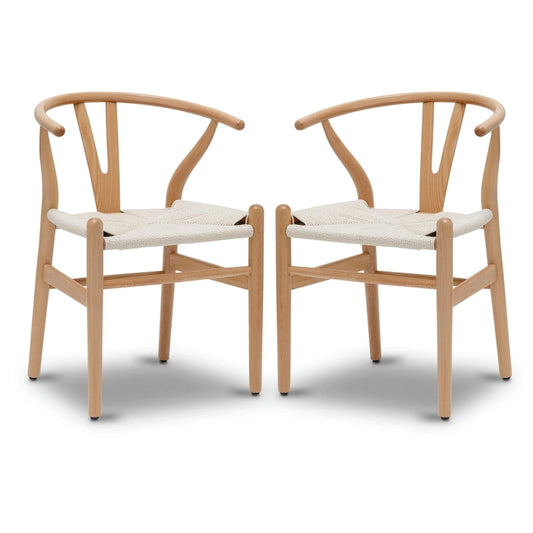 Poly & Bark Weave Chairs - Solid Wood Frame (Set of 2)