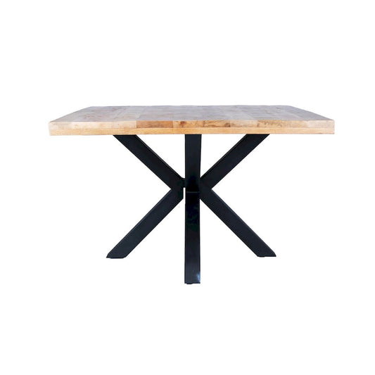 48 Square Dining Table, Solid Mango Wood with Sturdy Metal Spider Leg