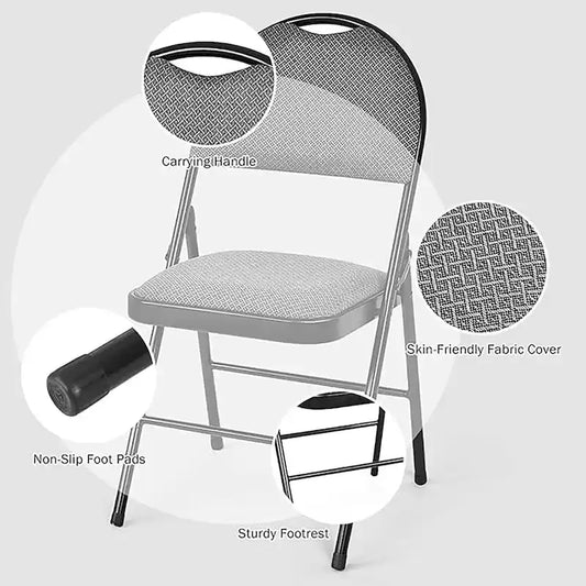 2/4 Pack Folding Chairs Portable Padded Office Kitchen Dining Chairs