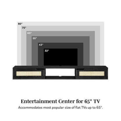 Middlebrook Scandi 70-inch Faux Rattan-Door Floating TV Stand