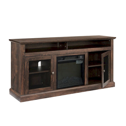 60 Fireplace TV Stand with Glass Doors and Open/Closed Storage for TVs Up to 65