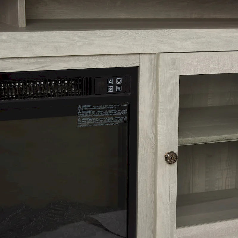 60 Fireplace TV Stand with Glass Doors and Open/Closed Storage for TVs Up to 65