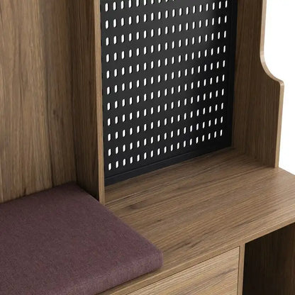 Hallway Hall Tree with Removable Cushioned Bench, Coat Rack, Storage Shelves