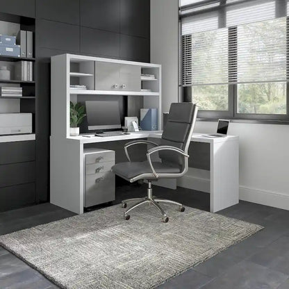 Echo L Shaped Desk with Hutch and Drawers by Bush Business Furniture