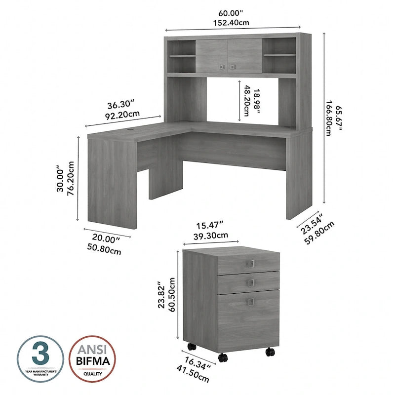 Echo L Shaped Desk with Hutch and Drawers by Bush Business Furniture