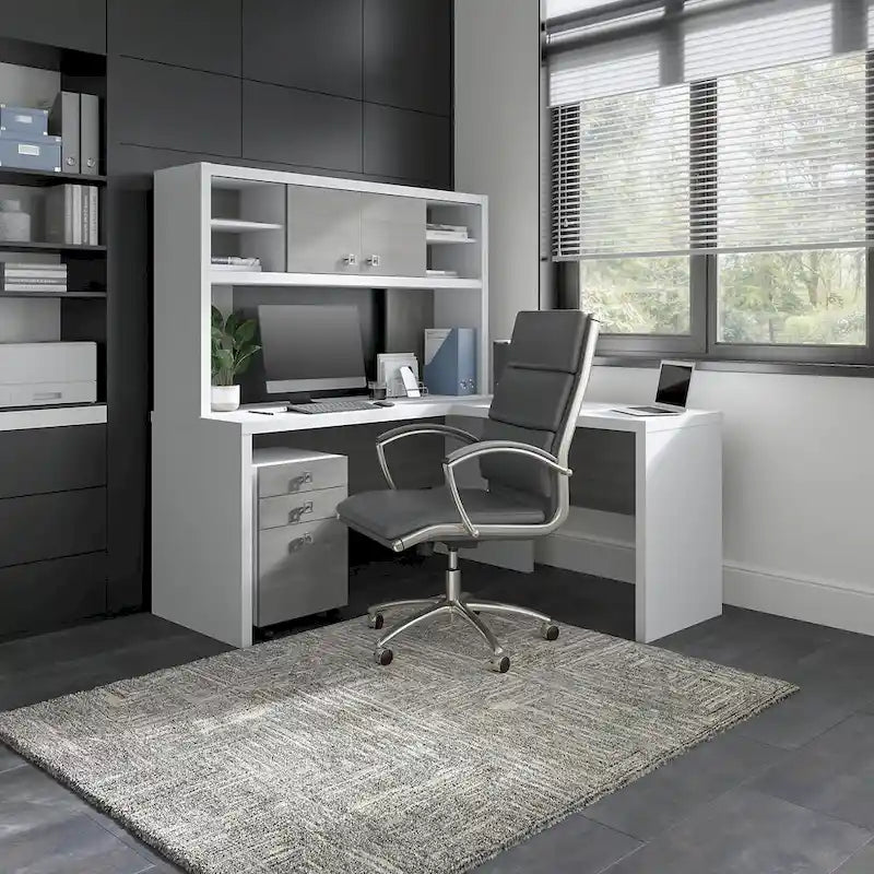 Echo L Shaped Desk with Hutch and Drawers by Bush Business Furniture