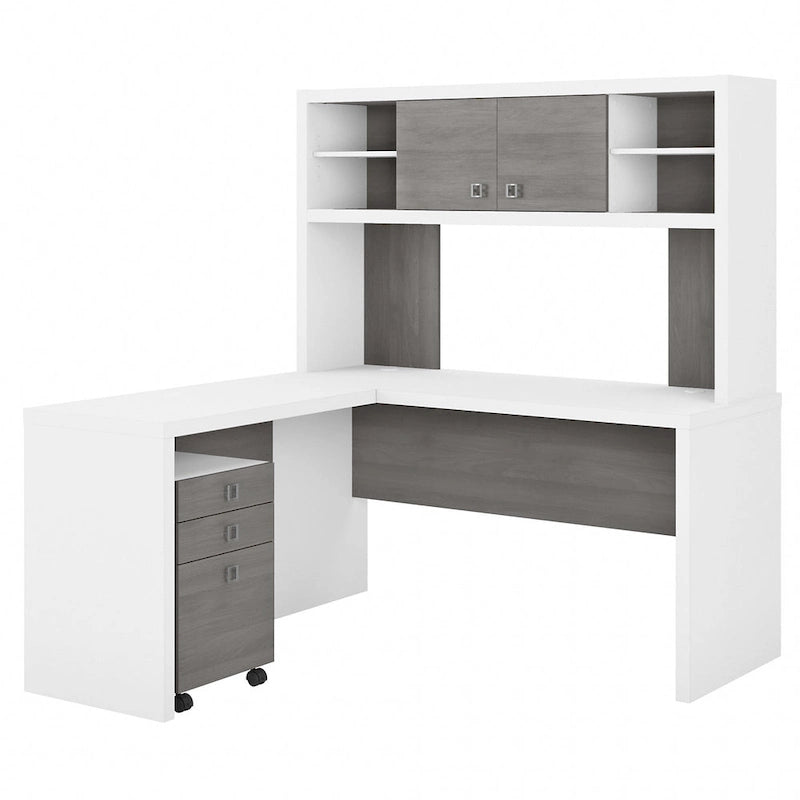 Echo L Shaped Desk with Hutch and Drawers by Bush Business Furniture