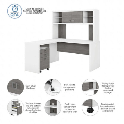 Echo L Shaped Desk with Hutch and Drawers by Bush Business Furniture