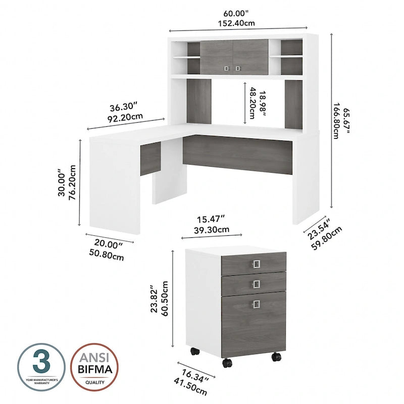 Echo L Shaped Desk with Hutch and Drawers by Bush Business Furniture