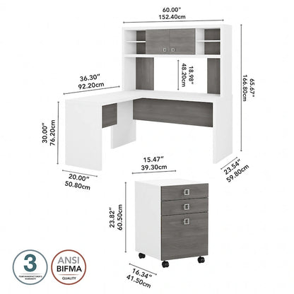 Echo L Shaped Desk with Hutch and Drawers by Bush Business Furniture