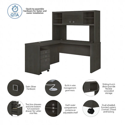 Echo L Shaped Desk with Hutch and Drawers by Bush Business Furniture