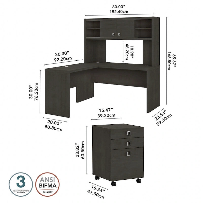 Echo L Shaped Desk with Hutch and Drawers by Bush Business Furniture