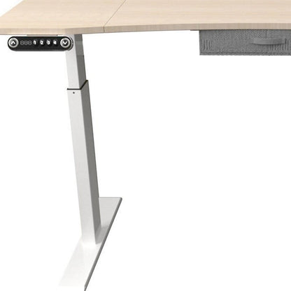 HomeRoots Adjustable Oak and White Wood and Metal Standing Desk