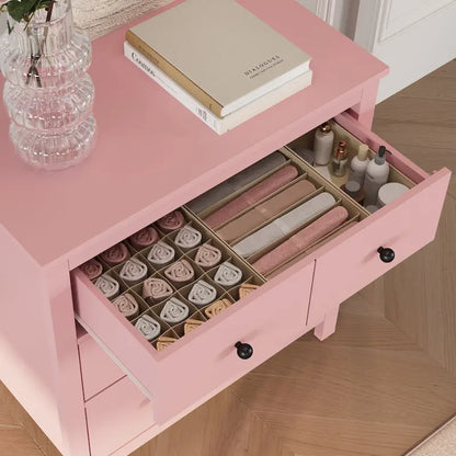 Pink 3-Drawer Dresser for Bedroom, Living Room, Nursery, Entryway, and Hallway