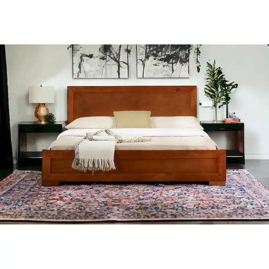 HomeRoots Brown Wood King Bed Frame