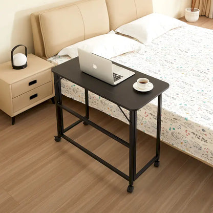 Minimalist Folding Office Desk with One Piece Desktop and 4 Moving Wheel for Home Offices and Bedrooms or Dorm Rooms