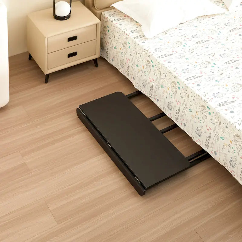 Minimalist Folding Office Desk with One Piece Desktop and 4 Moving Wheel for Home Offices and Bedrooms or Dorm Rooms