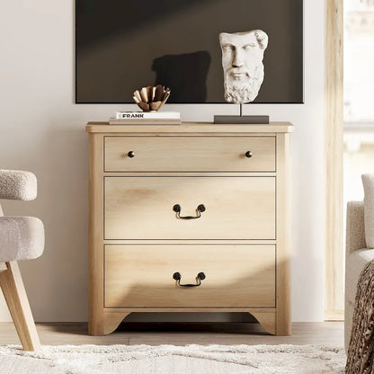 WAMPAT Farmhouse TV Stand For Tvs, Wood Entertainment Center With 3 Drawers, TV Console With Large Storage For Living Room