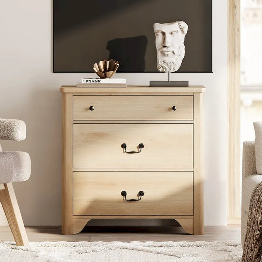 WAMPAT Farmhouse TV Stand For Tvs, Wood Entertainment Center With 3 Drawers, TV Console With Large Storage For Living Room