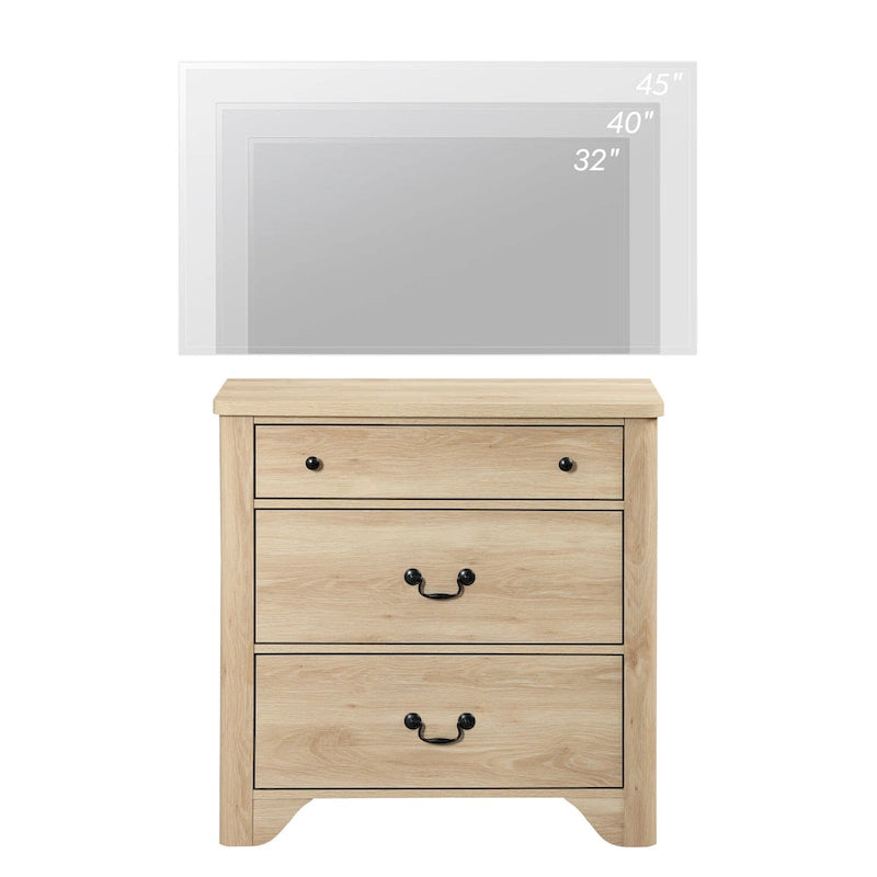 WAMPAT Farmhouse TV Stand For Tvs, Wood Entertainment Center With 3 Drawers, TV Console With Large Storage For Living Room