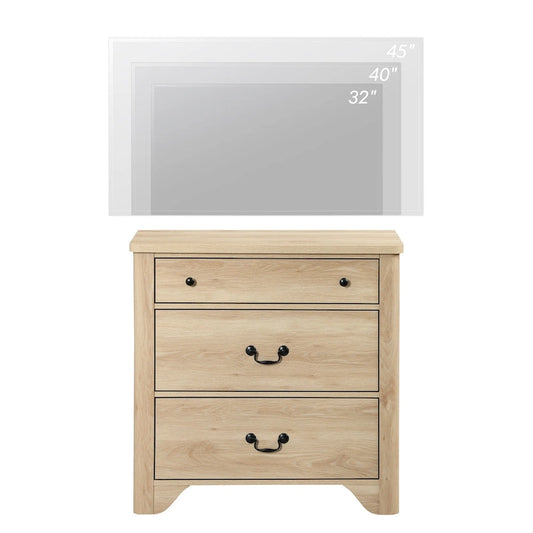 WAMPAT Farmhouse TV Stand For Tvs, Wood Entertainment Center With 3 Drawers, TV Console With Large Storage For Living Room