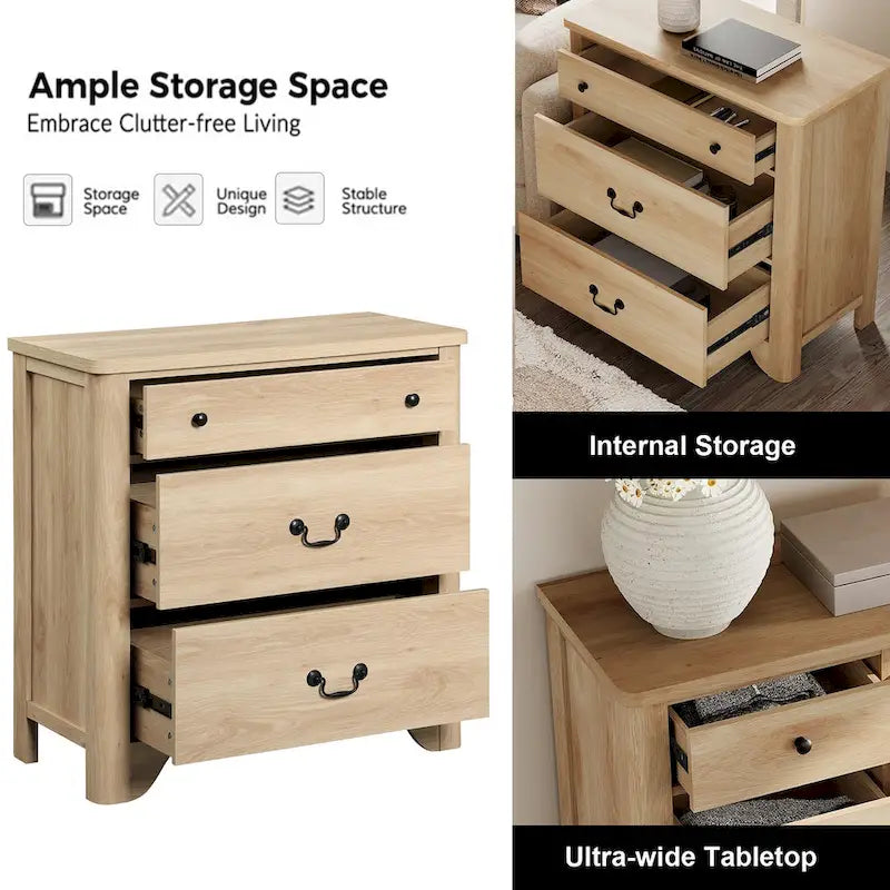 WAMPAT Farmhouse TV Stand For Tvs, Wood Entertainment Center With 3 Drawers, TV Console With Large Storage For Living Room