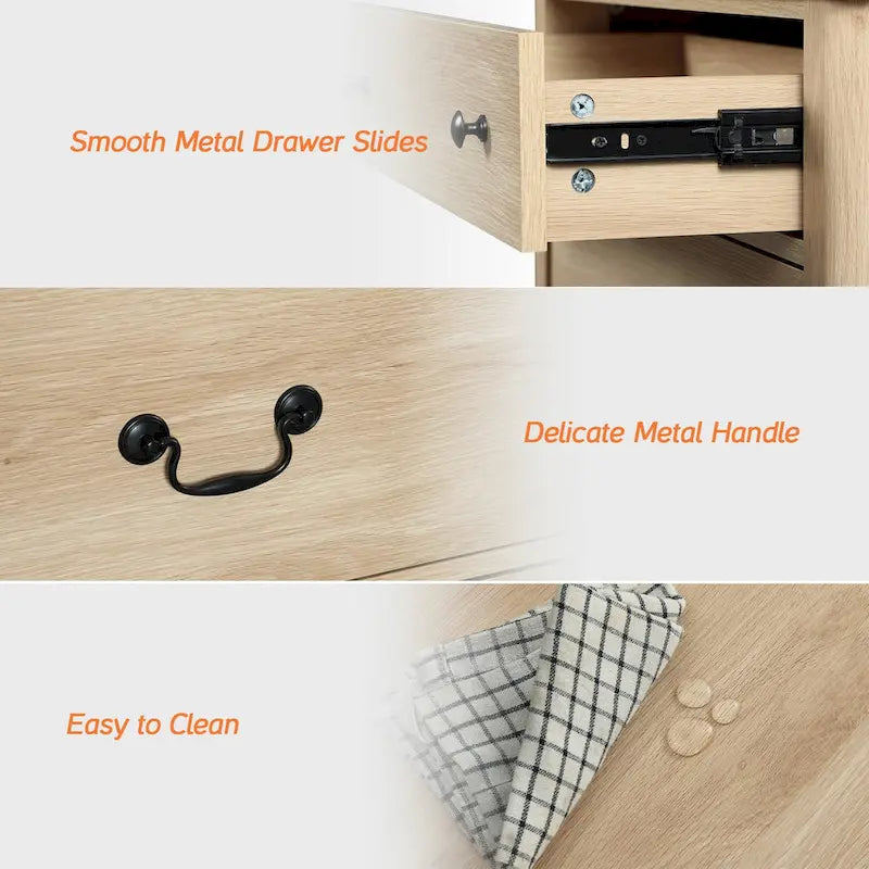 WAMPAT Farmhouse TV Stand For Tvs, Wood Entertainment Center With 3 Drawers, TV Console With Large Storage For Living Room