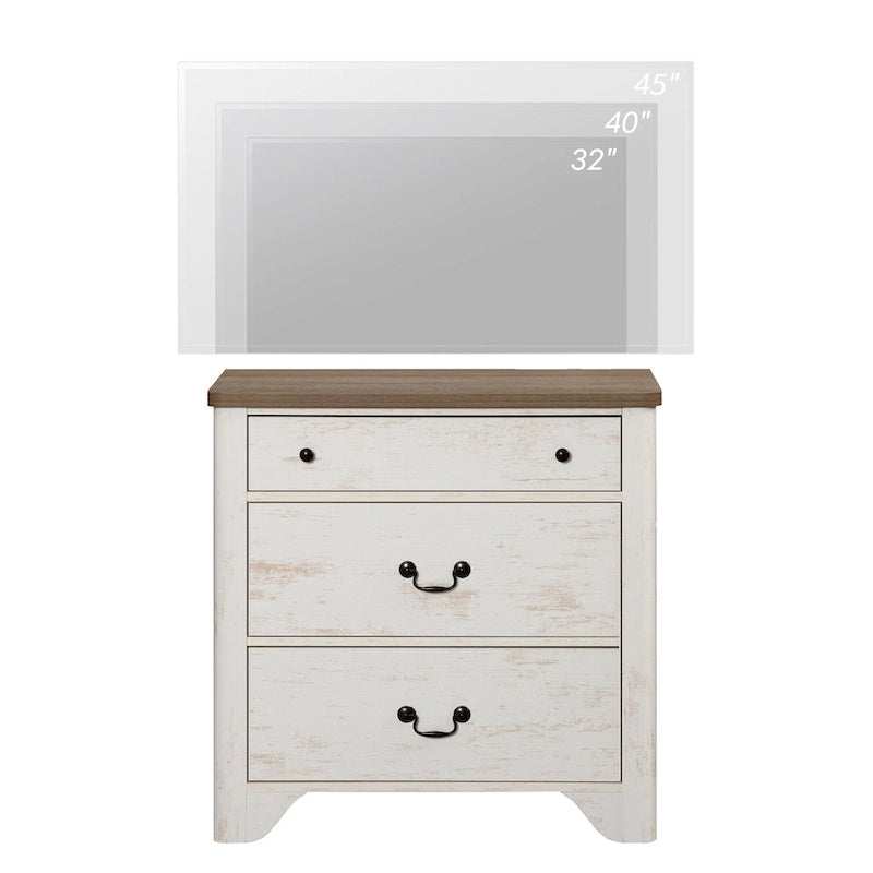 WAMPAT Farmhouse TV Stand For Tvs, Wood Entertainment Center With 3 Drawers, TV Console With Large Storage For Living Room