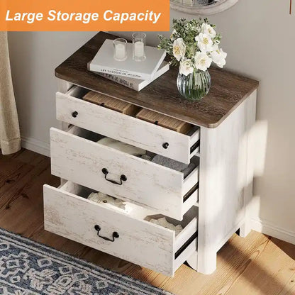 WAMPAT Farmhouse TV Stand For Tvs, Wood Entertainment Center With 3 Drawers, TV Console With Large Storage For Living Room