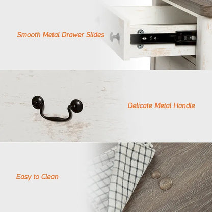 WAMPAT Farmhouse TV Stand For Tvs, Wood Entertainment Center With 3 Drawers, TV Console With Large Storage For Living Room