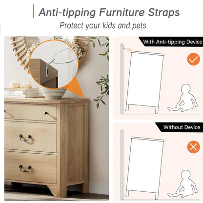 WAMPAT Farmhouse TV Stand For Tvs, Wood Entertainment Center With 3 Drawers, TV Console With Large Storage For Living Room