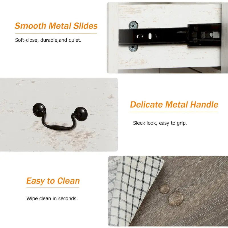 WAMPAT Farmhouse TV Stand For Tvs, Wood Entertainment Center With 3 Drawers, TV Console With Large Storage For Living Room