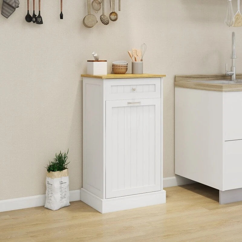 1 Drawers and 1-Compartment Tilt-Out Trash Cabinet Kitchen Trash Cabinet