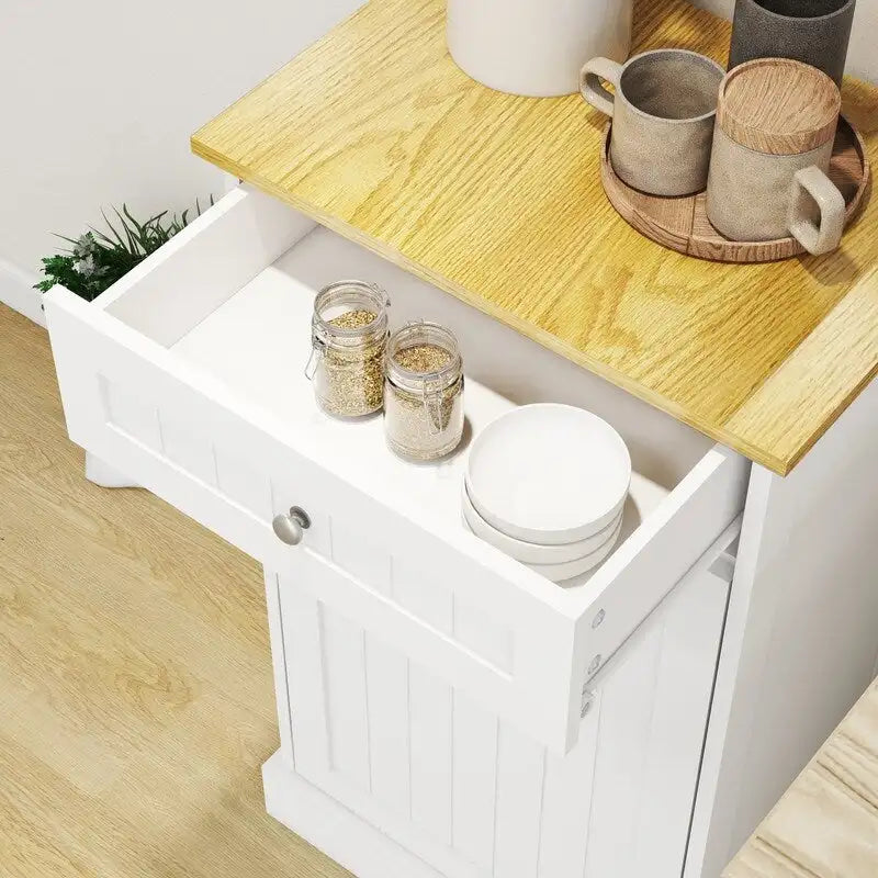 1 Drawers and 1-Compartment Tilt-Out Trash Cabinet Kitchen Trash Cabinet