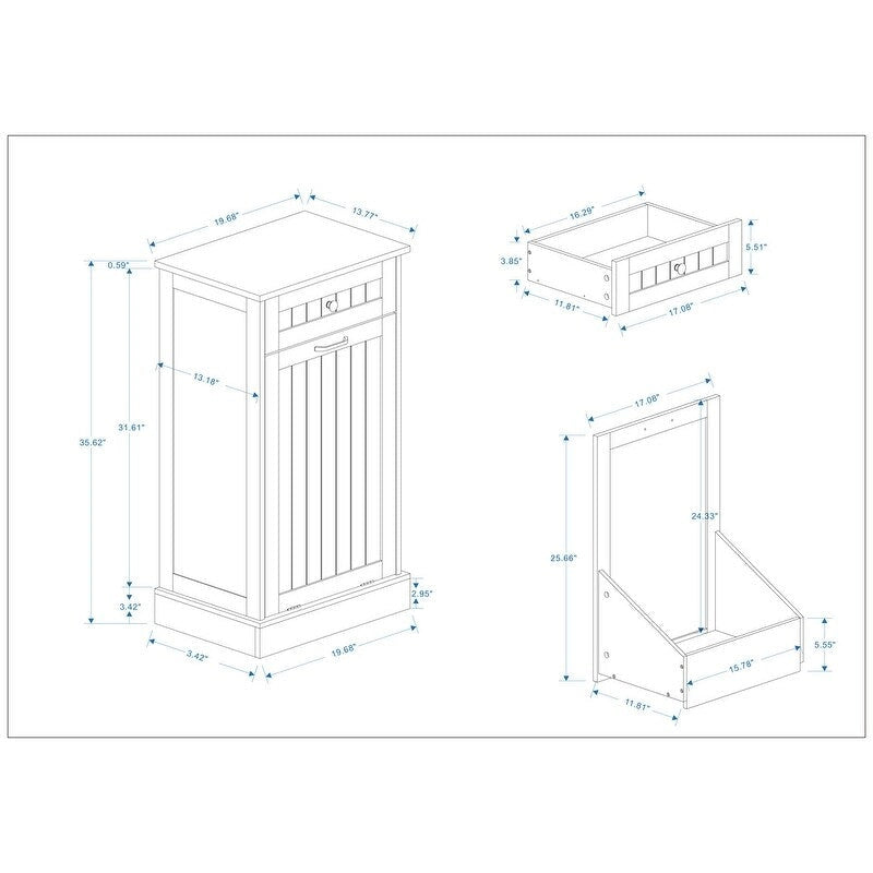 1 Drawers and 1-Compartment Tilt-Out Trash Cabinet Kitchen Trash Cabinet