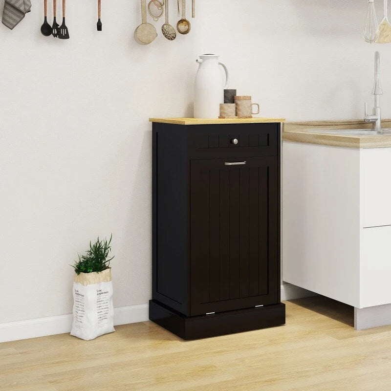 1 Drawers and 1-Compartment Tilt-Out Trash Cabinet Kitchen Trash Cabinet