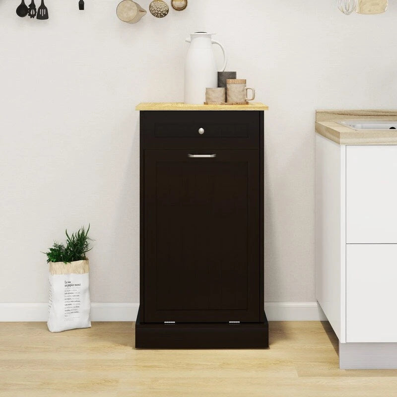 1 Drawers and 1-Compartment Tilt-Out Trash Cabinet Kitchen Trash Cabinet