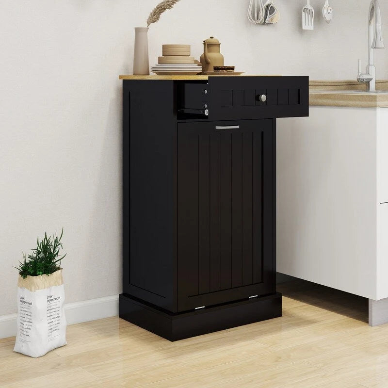 1 Drawers and 1-Compartment Tilt-Out Trash Cabinet Kitchen Trash Cabinet