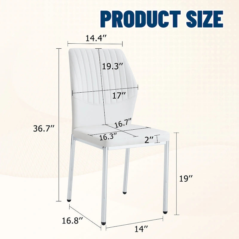 Set of 6 High Resilience Dining Chair with Metal Silver Leg